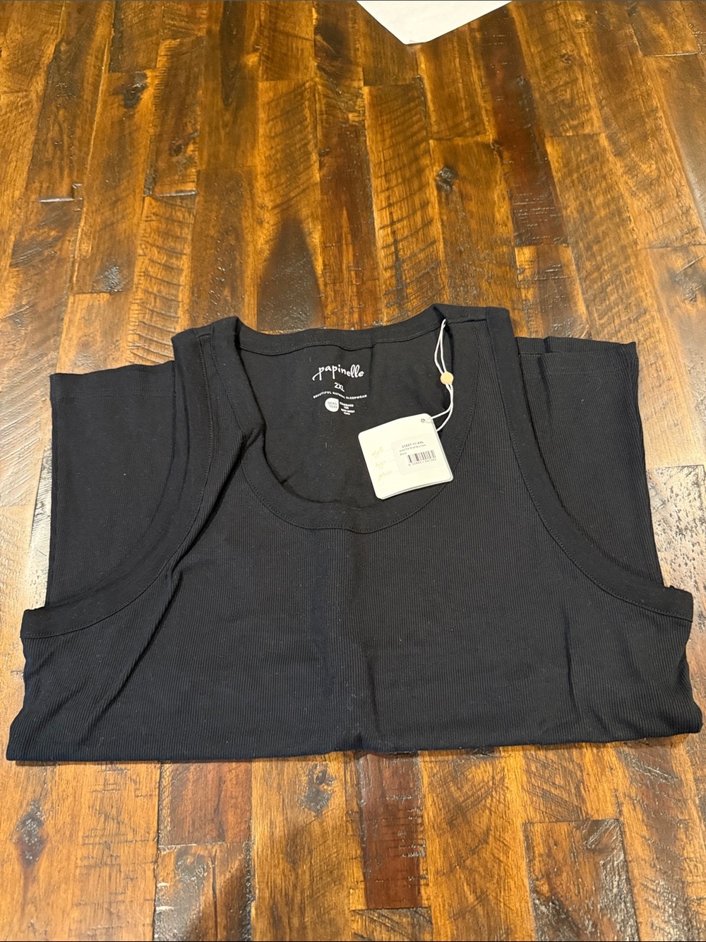 Brand New Papinelle Black Ribbed Scoop Neck Tank Top with shelf